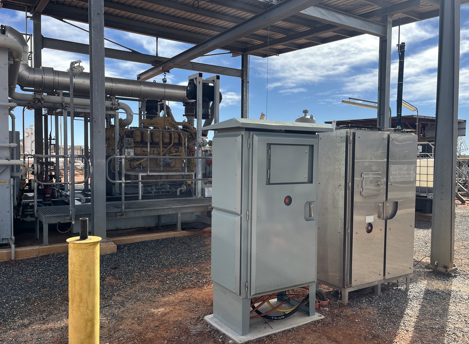 The new panel installed on site beside the compressor